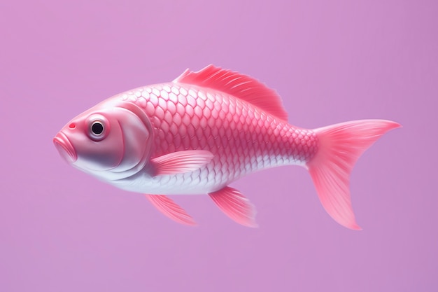 Photo gratuite poisson rose 3d en studio