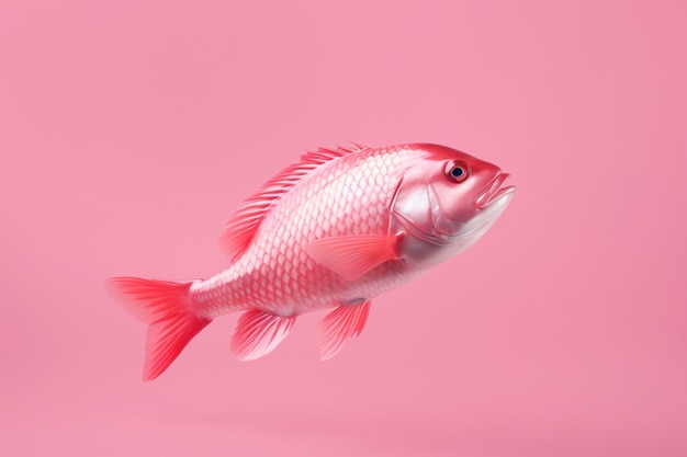 poisson rose 3d en studio