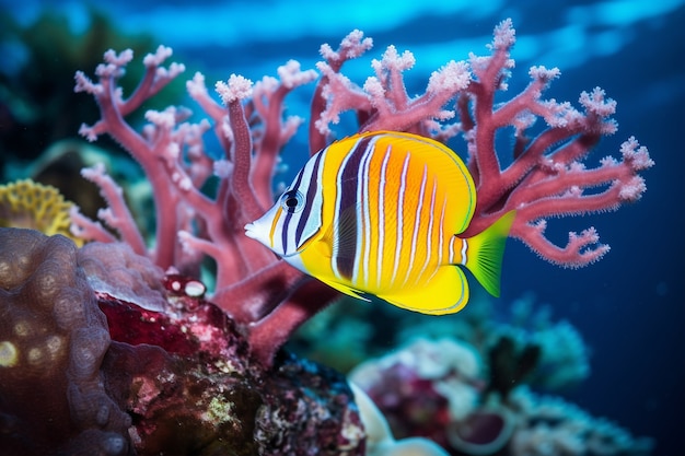 Photo gratuite des poissons colorés nageant sous l'eau