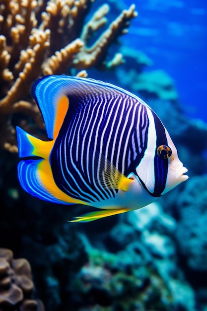 Photo gratuite des poissons colorés nageant sous l'eau