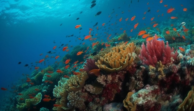 Des poissons nagent dans un récif de corail mou généré par l'IA