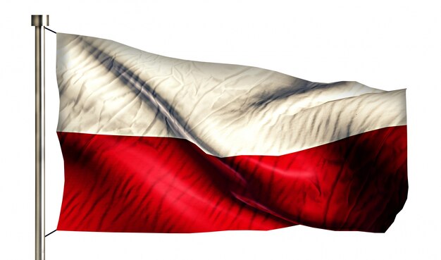 Pologne National Flag Isolated 3D Fond blanc