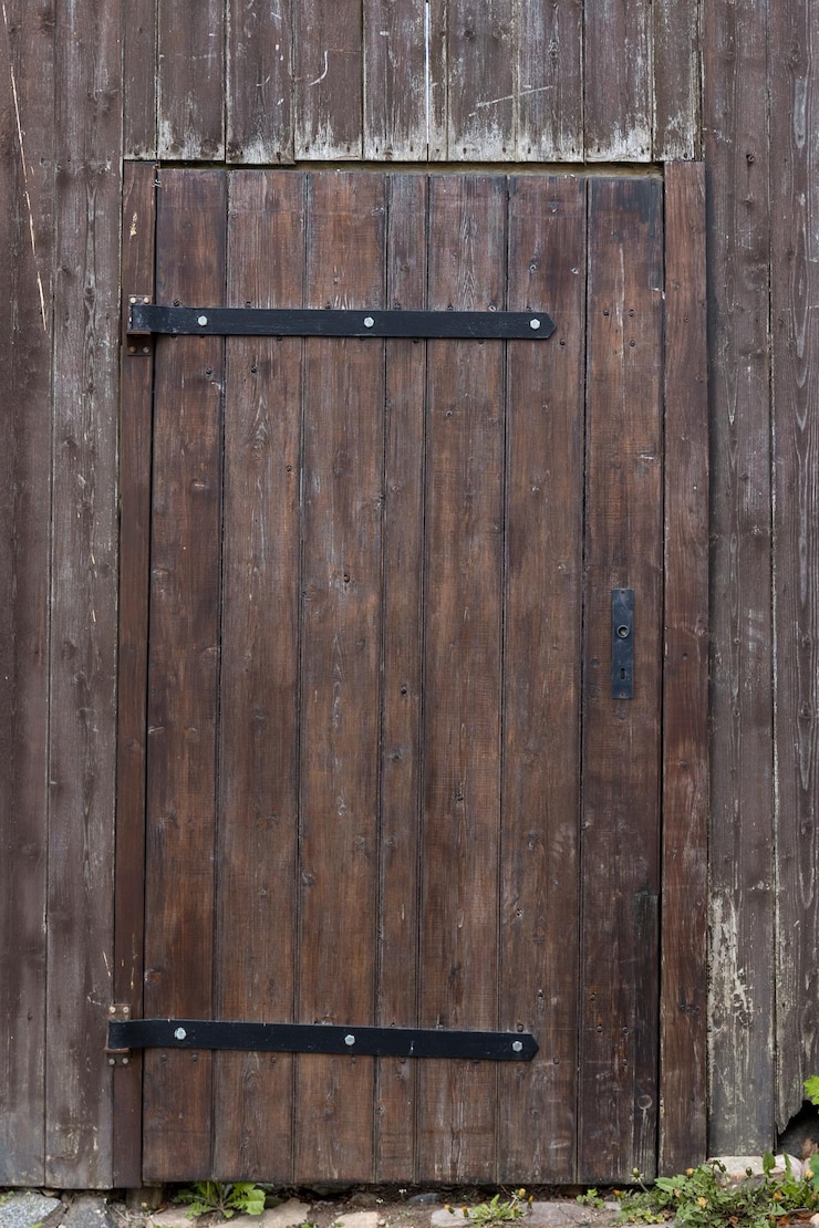 Photo gratuit porte en bois rustique de style ancienne grange surface altérée