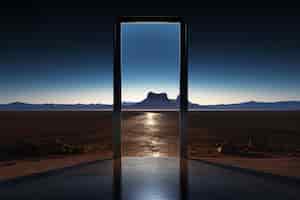 Photo gratuite une porte d'entrée ou un portail de style fantastique avec un paysage désertique.