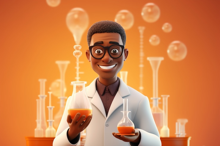 Photo gratuit portrait 3d d'un chercheur de laboratoire