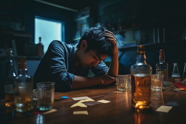 Photo gratuite portrait d'un adolescent souffrant de gueule de bois