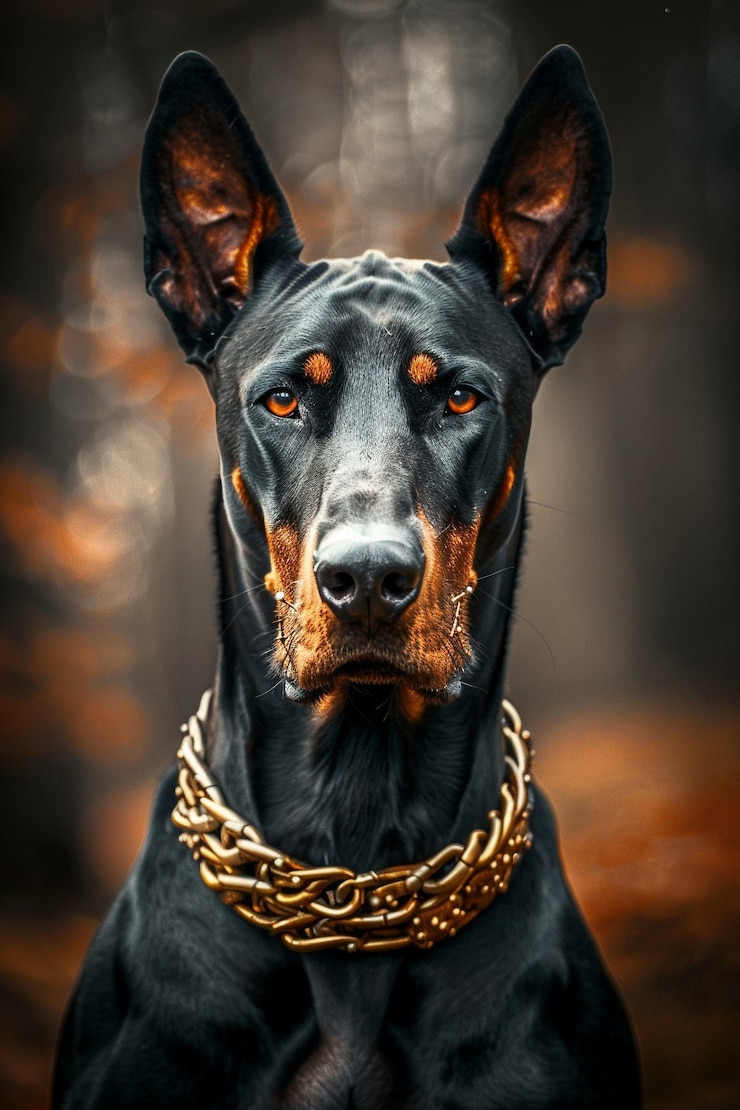 Photo gratuit le portrait d'un adorable chien doberman