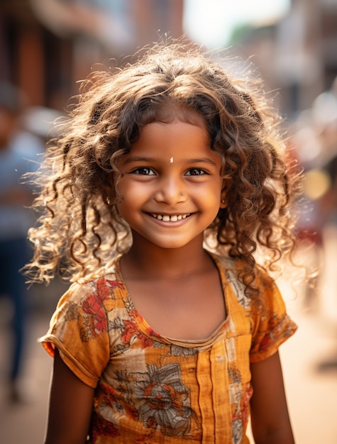 Photo gratuite portrait d'adorable fille indienne