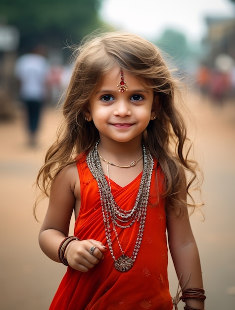 Photo gratuite portrait d'adorable fille indienne