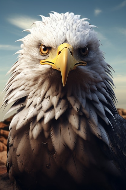 Portrait de l'aigle en 3D