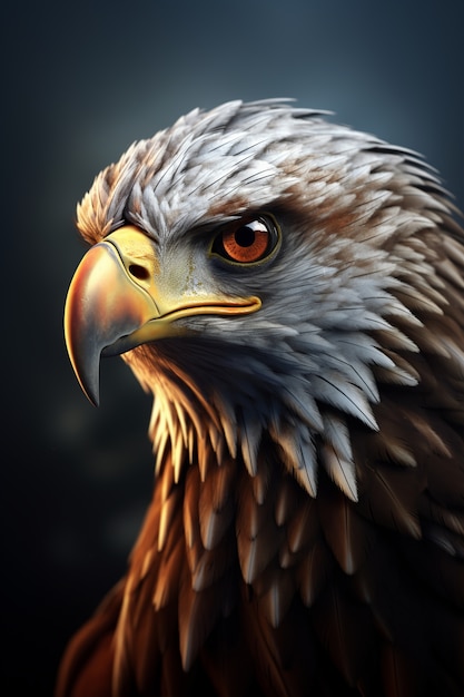 Photo gratuite portrait de l'aigle en 3d