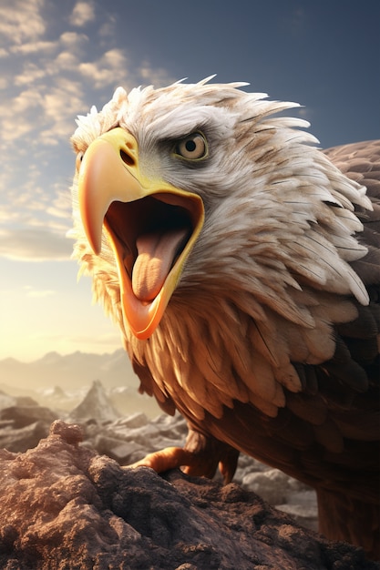Portrait de l'aigle en 3D