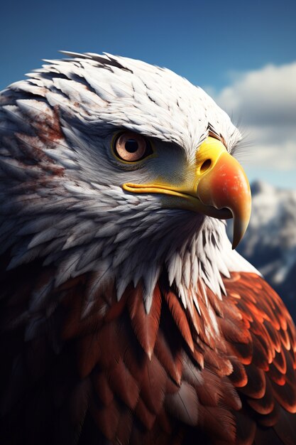 Portrait de l'aigle en 3D