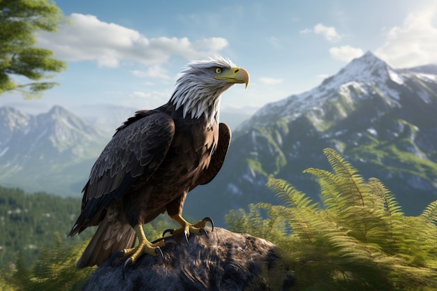 Photo gratuite portrait de l'aigle en 3d