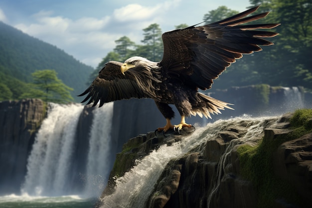 Photo gratuite portrait de l'aigle en 3d