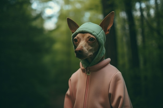 Photo gratuite portrait anthropomorphe d'animal vêtu de vêtements humains faisant des activités quotidiennes