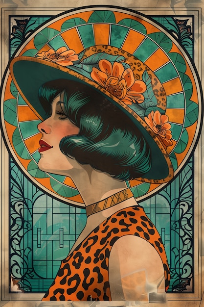 Photo gratuite portrait art nouveau d'une belle femme