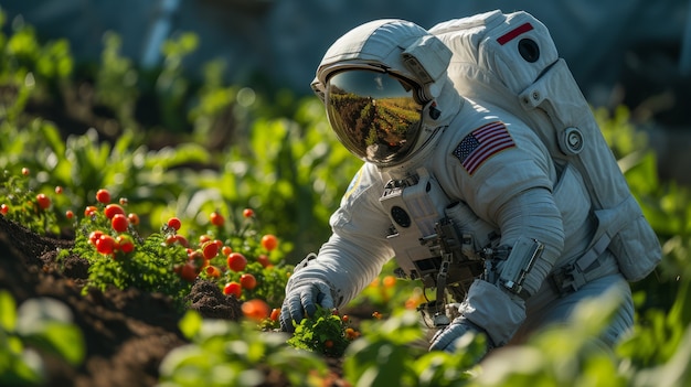 Photo gratuite portrait d'un astronaute en combinaison spatiale faisant une activité humaine régulière