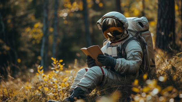 Photo gratuite portrait d'un astronaute en combinaison spatiale faisant une activité humaine régulière