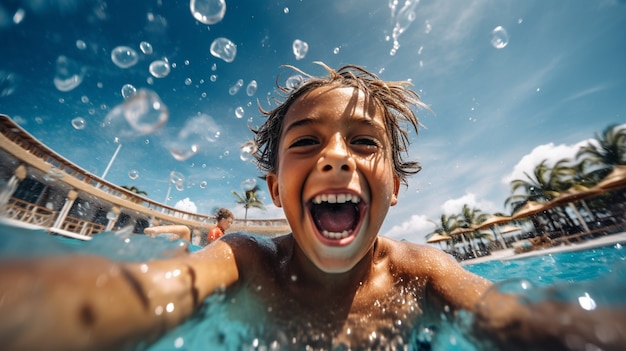 Photo gratuite portrait d'un beau garçon qui rit