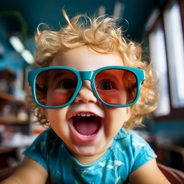 Portrait de bébé avec des lunettes de soleil