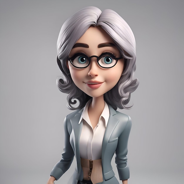 Photo gratuite portrait d'une belle femme d'affaires avec des lunettes rendu 3d