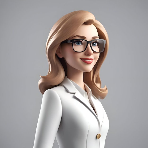 Photo gratuite portrait d'une belle femme d'affaires portant des lunettes et un costume blanc