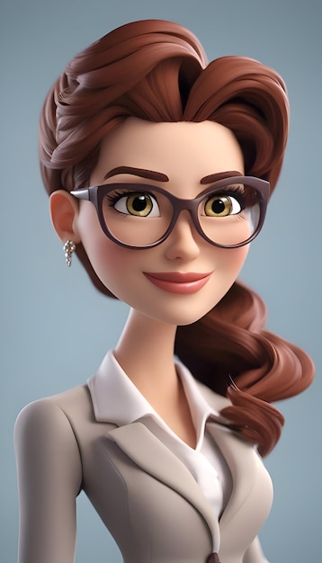 Photo gratuite portrait d'une belle femme d'affaires portant des lunettes rendu 3d