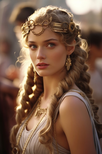 Photo gratuite le portrait d'une belle femme de la grèce antique