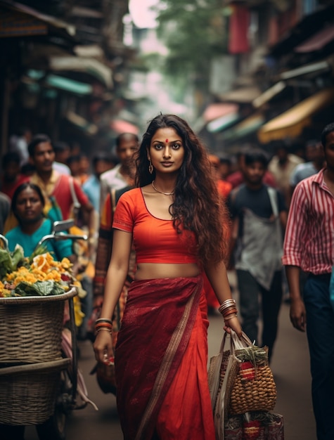 Portrait de belle femme indienne