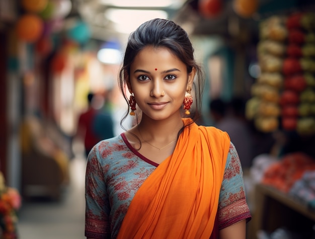 Portrait de belle femme indienne