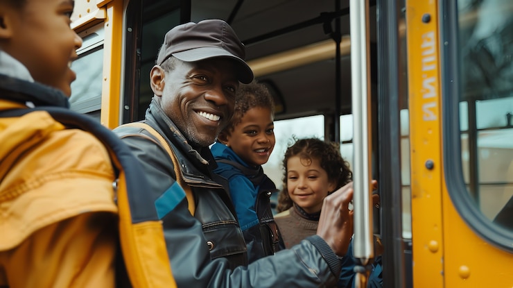 Photo gratuit portrait d'un chauffeur de bus