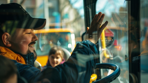 Photo gratuite portrait d'un chauffeur de bus