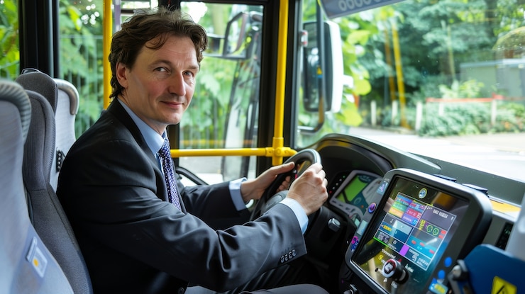Photo gratuit portrait d'un chauffeur de bus