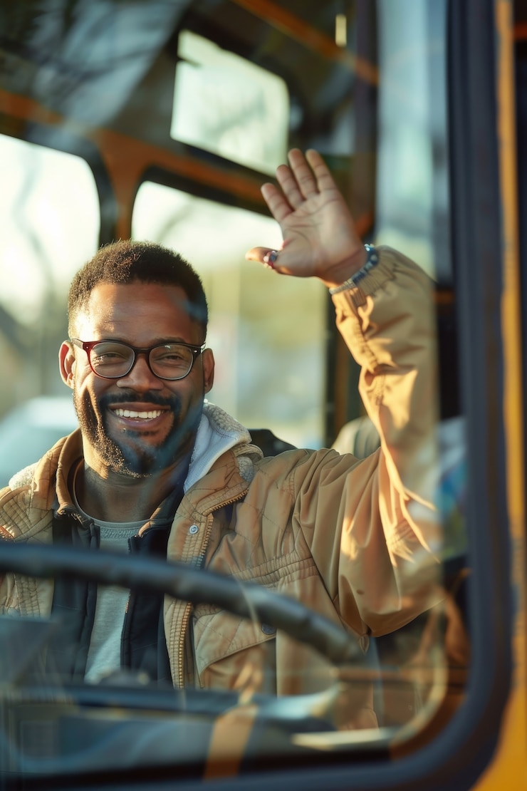 Photo gratuit portrait d'un chauffeur de bus