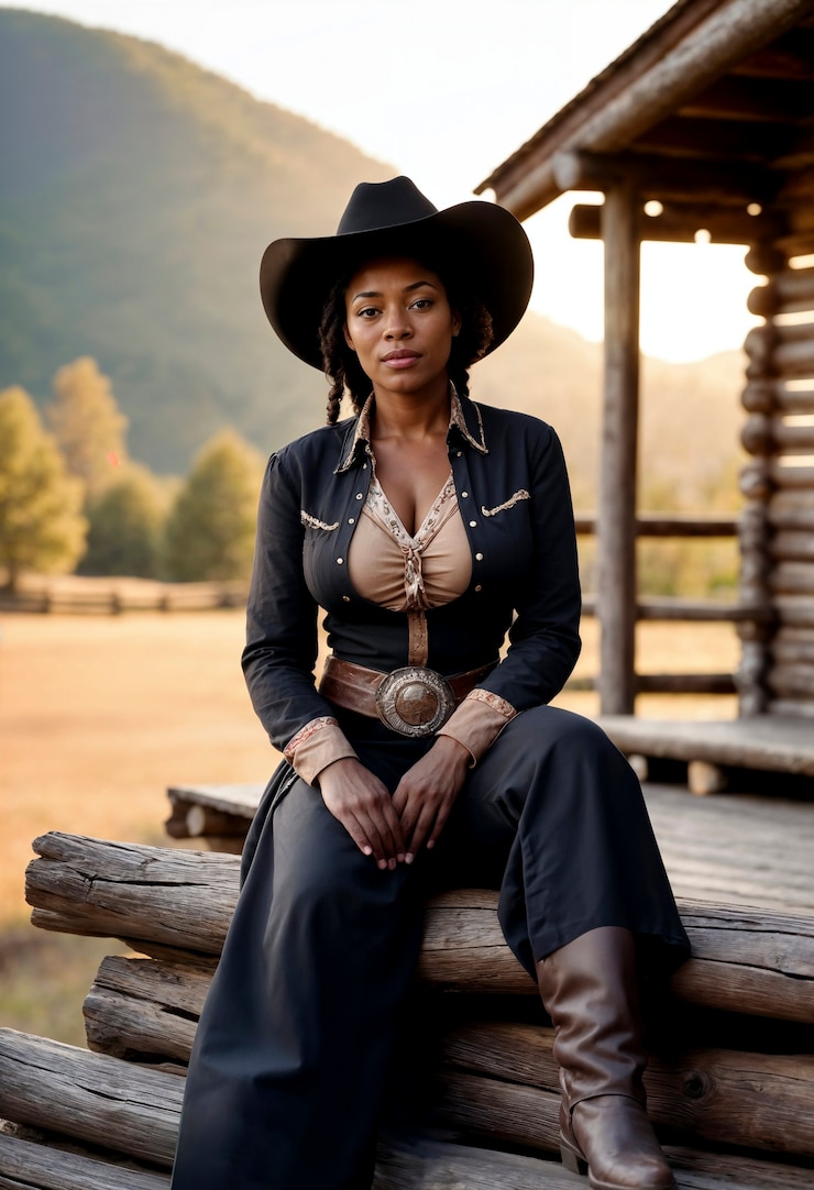 Photo gratuit portrait cinématographique d'un cow-boy américain dans l'ouest avec un chapeau