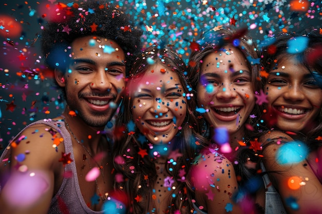 Photo gratuite portrait cinématographique de personnes célébrant la fête nationale de l'indépendance des états-unis