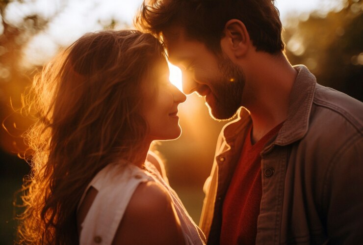 Photo gratuit portrait d'un couple amoureux montrant de l'affection