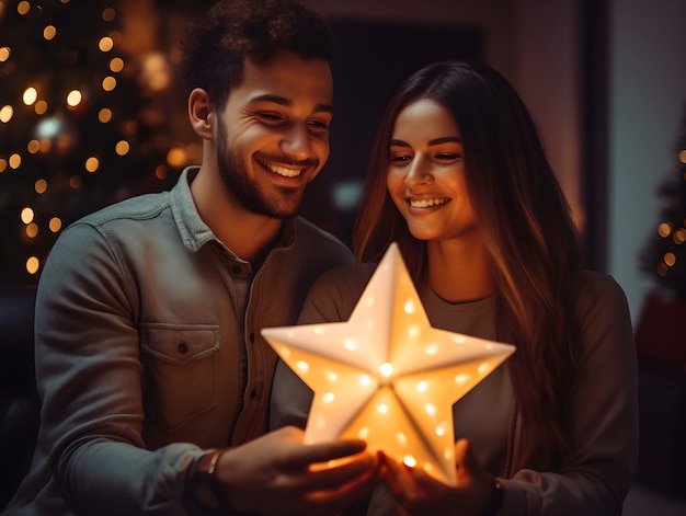 Photo gratuite portrait d'un couple célébrant noël