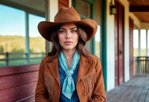 Photo gratuite portrait de cow-boy avec un fond flou