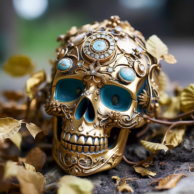 Photo gratuite portrait de crâne de squelette humain avec végétation