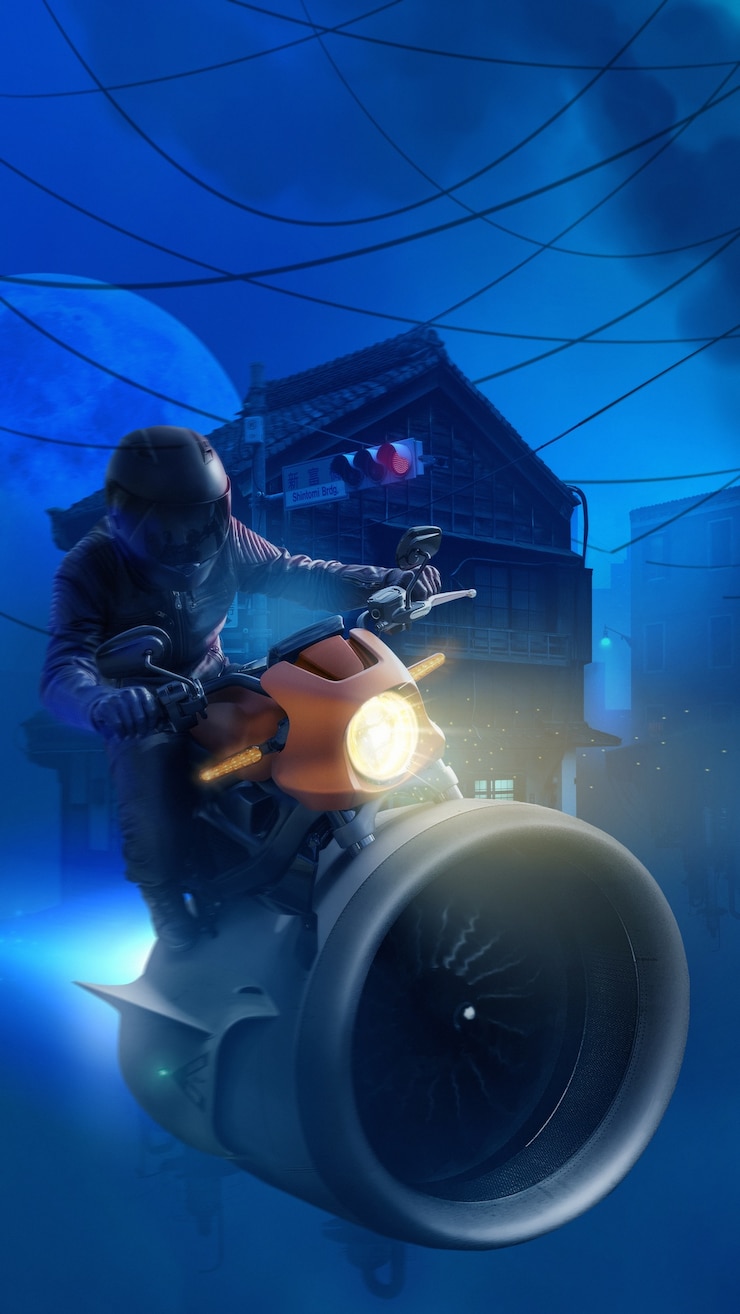 Photo gratuit portrait cyberpunk homme volant
