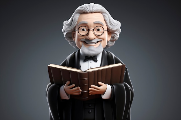 Portrait de dessin animé en 3D d'une personne pratiquant une profession d'avocat