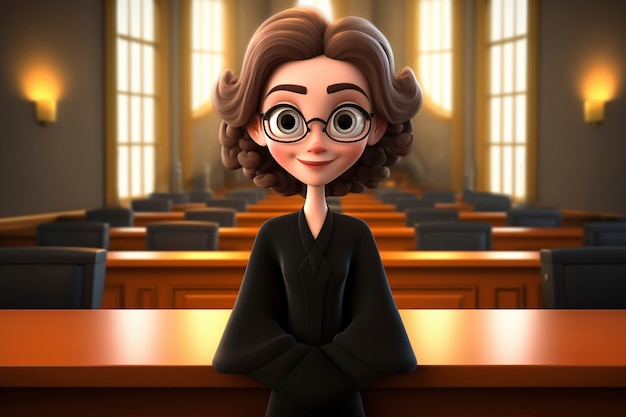Photo gratuite portrait de dessin animé en 3d d'une personne pratiquant une profession d'avocat