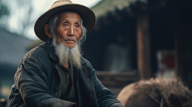 Portrait du vieil homme en vue latérale