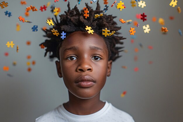 Portrait d'un enfant autiste dans un monde fantastique