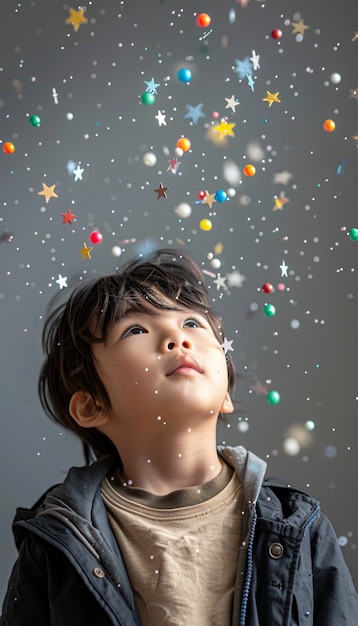 Photo gratuite portrait d'un enfant autiste dans un monde fantastique
