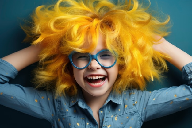 Photo gratuite portrait d'enfant souriant avec des lunettes
