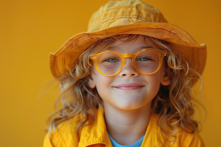 Photo gratuit portrait d'un enfant vêtu de jaune
