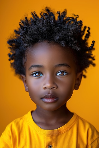 Photo gratuite portrait d'un enfant vêtu de jaune